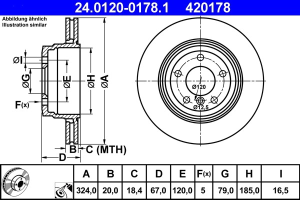ate-240120-01781-спирачен-диск.jpg ATE 24.0120-0178.1 спирачен диск - Image 1